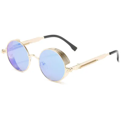 Unisex Punk Round Metal Frame Sunglasses