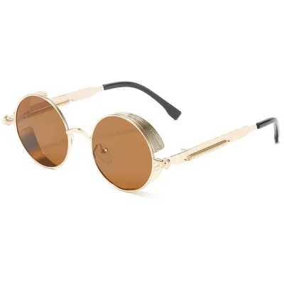 Unisex Punk Round Metal Frame Sunglasses
