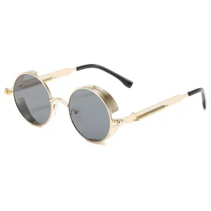 Unisex Punk Round Metal Frame Sunglasses