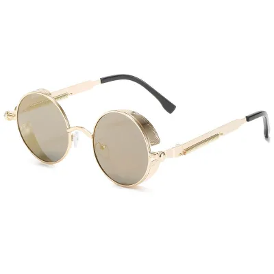 Unisex Punk Round Metal Frame Sunglasses