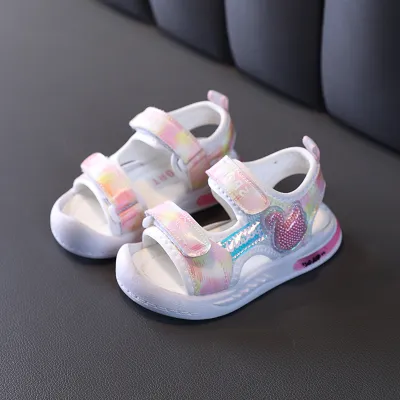 Girls Cute Cartoon Swan Soft Bottom Double Velcro Sandals