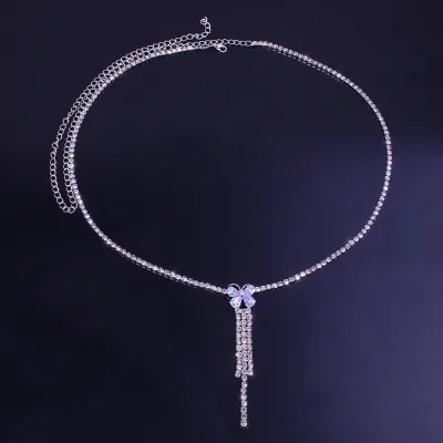 Sexy Butterfly Design Tassel Pendant Rhinestone Decorative Body Chain