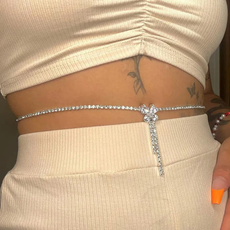 Sexy Butterfly Design Tassel Pendant Rhinestone Decorative Body Chain