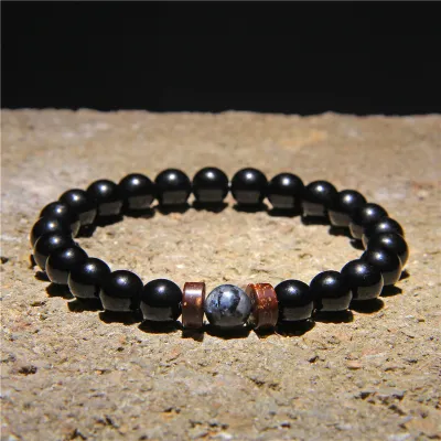 Vintage Beaded Stone Bracelet Unisex Geometric