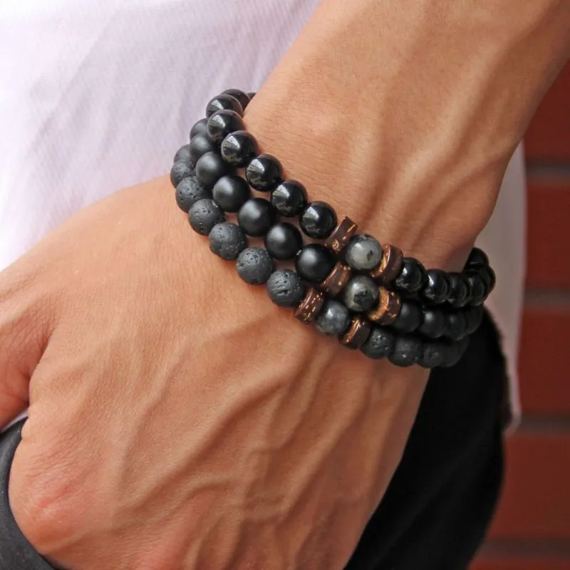 Vintage Beaded Stone Bracelet Unisex Geometric