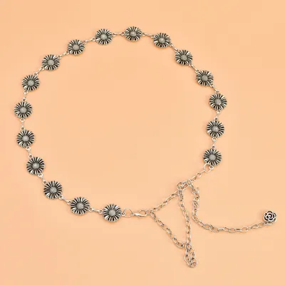 Women Punk Engraved Design Alloy Metal Dress Belt