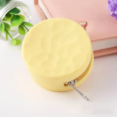 Kids Simple Candy Color Round Silicone Zipper Coin Wallet