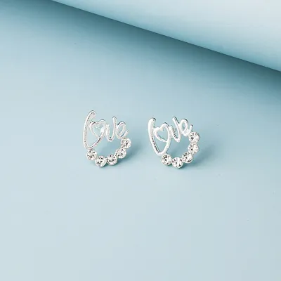 Simple Geometric Rhinestone Decorative Alloy Stud Earrings