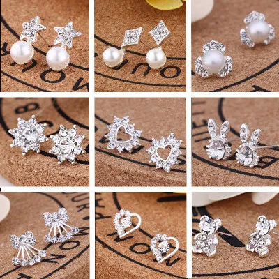 Simple Geometric Rhinestone Decorative Alloy Stud Earrings