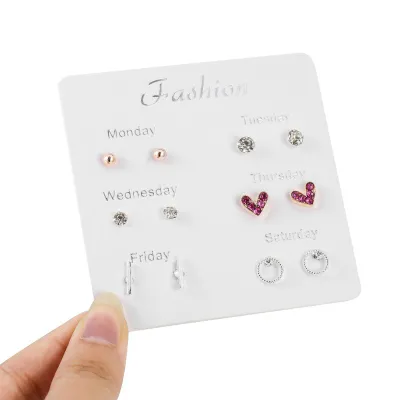 Creative Geometric Shape Zircon Decorative Alloy Stud Earrings Set