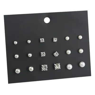 Creative Geometric Shape Zircon Decorative Alloy Stud Earrings Set