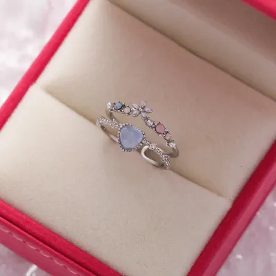 Sweet Flower Shape Zircon Decor Alloy Ring
