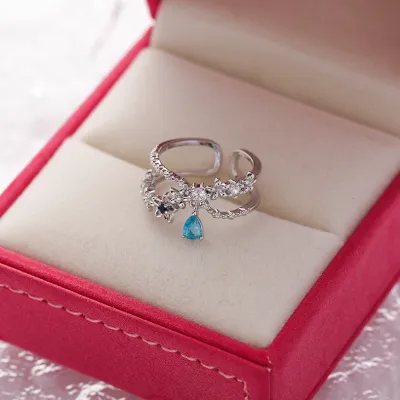 Sweet Flower Shape Zircon Decor Alloy Ring