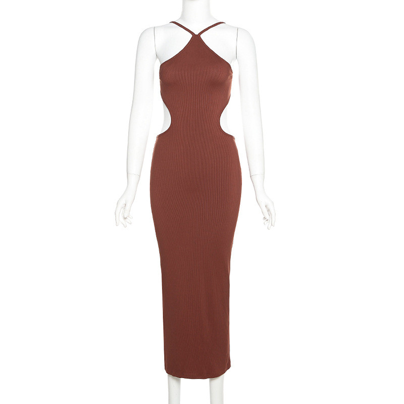 ★ ★ Women's Sleeveless Back Cutout Dress 47C294 Dellytop Womens Cut Out Short Dress Summer Crew Neck