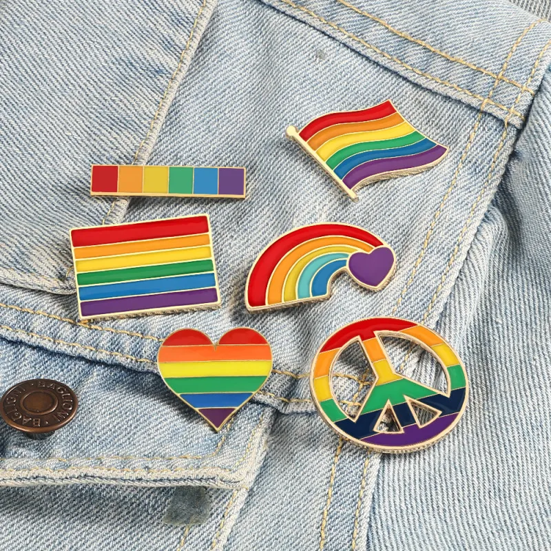 Creative Geometric Shape Rainbow Color Enamel Brooch Unisex Fashion OL Brooches