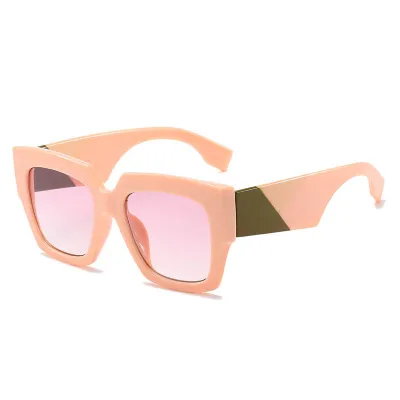 Women Trendy Big Square Frame Color Blocking Sunglasses