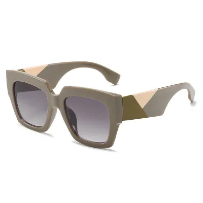 Women Trendy Big Square Frame Color Blocking Sunglasses