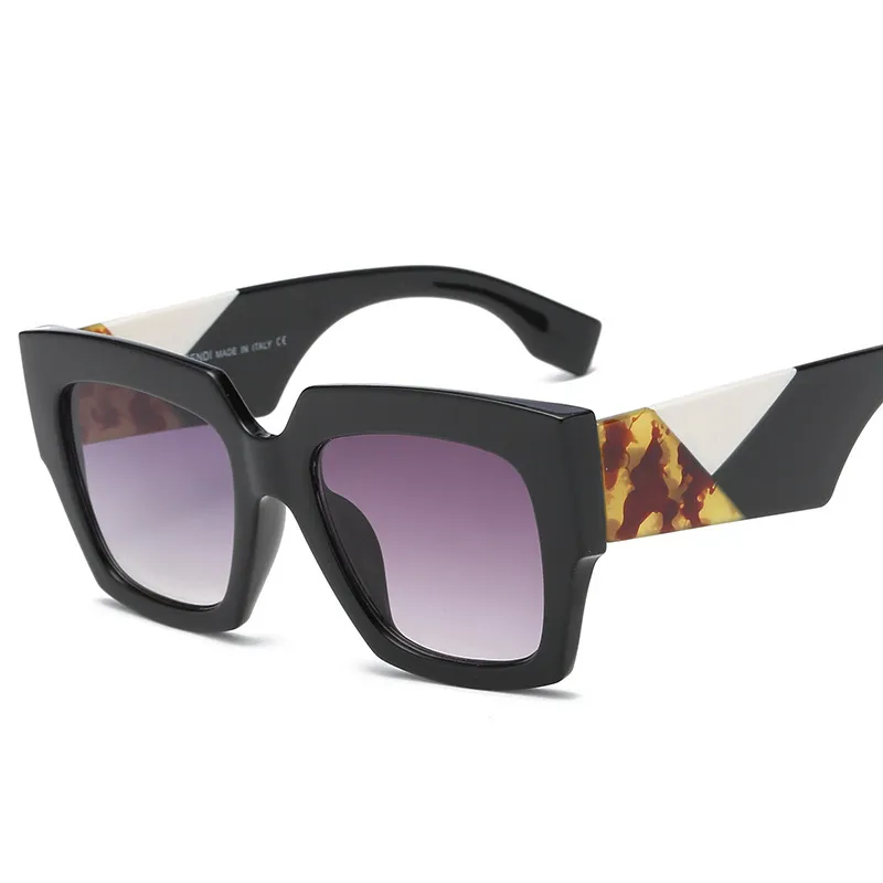 Women Trendy Big Square Frame Color Blocking Sunglasses