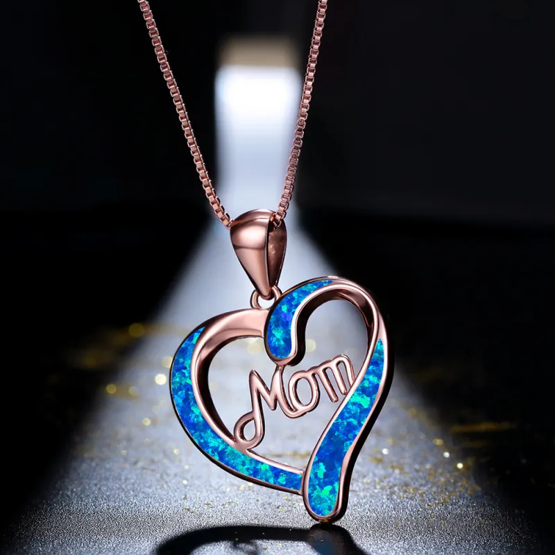 Mother Day Creative Heart Pendant Hollow Design Alloy Necklace