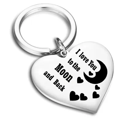 Mother Day Creative Heart Shape Slogan Design Stainless Steel Key Chain Unisex Simple