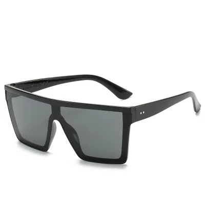 Women Chic All-match Large Square Frame Sunglasses Ac Lens Pc Material Vintage Powerful