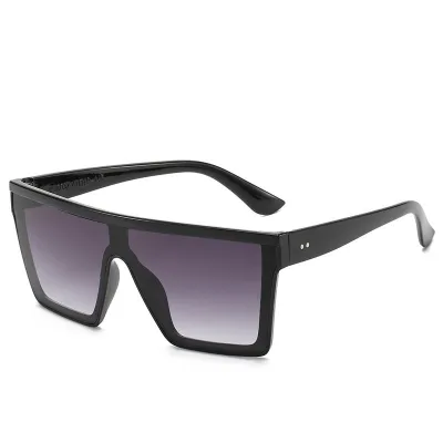 Women Chic All-match Large Square Frame Sunglasses Ac Lens Pc Material Vintage Powerful