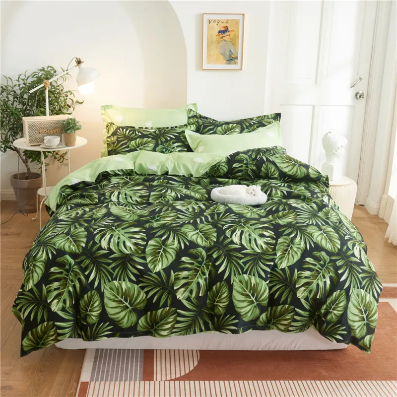 Nordic Plant Flower Butterfly 3 Pieces Quilt Cover Pillowcase Bedding Set