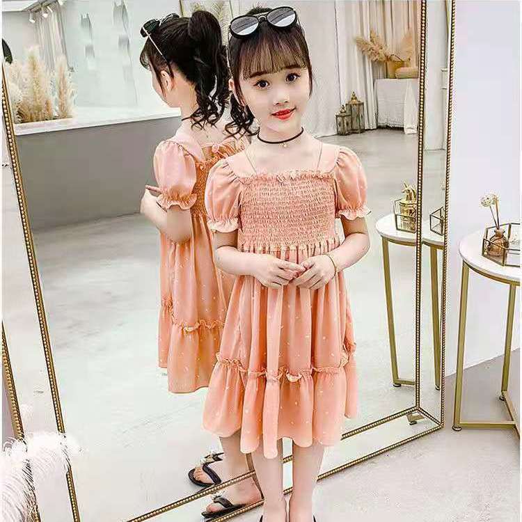 Wholesale Girls Sweet Short Sleeve Stringy Selvedge Elastic