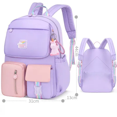 Kids Cute Color Blocking Waterproof School Backpack for Primary Students