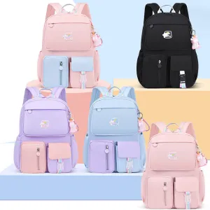 Kids Cute Color Blocking Waterproof School Backpack for Primary Students