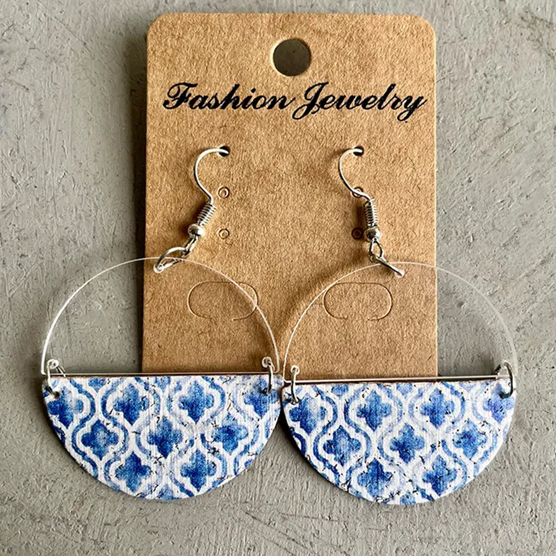 Bohemian Creative Splicing Acrylic PU Earrings Geometric Women