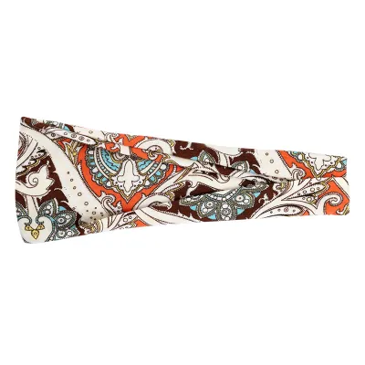 Boho Geometric Print Elastic Wide Sport Headband for Women