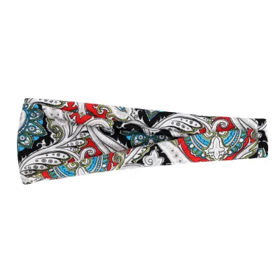 Boho Geometric Print Elastic Wide Sport Headband for Women
