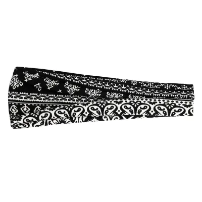 Boho Geometric Print Elastic Wide Sport Headband for Women