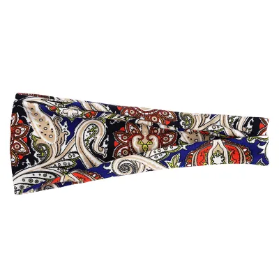 Boho Geometric Print Elastic Wide Sport Headband for Women
