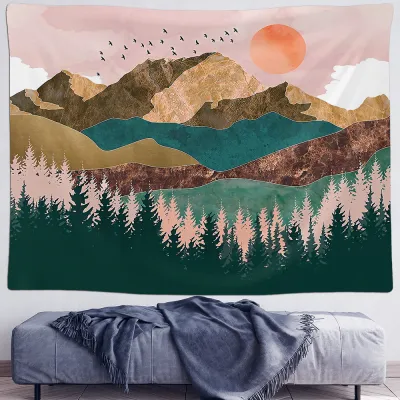 Sun Moon Mushroom Nordic Style Polyester Tapestry Home Decoration(Can Be Customed)