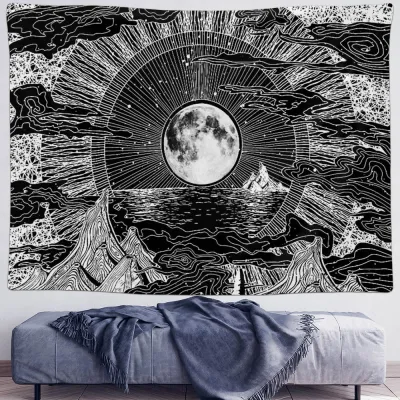 Sun Moon Mushroom Nordic Style Polyester Tapestry Home Decoration(Can Be Customed)