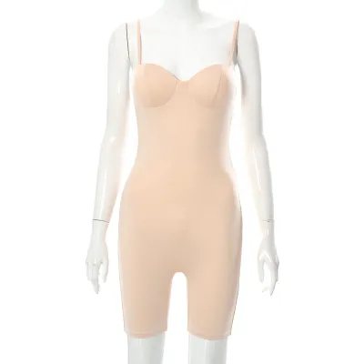 Women Solid Color Sleeveless Bodycon Rompers