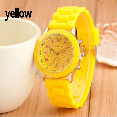 Simple Solid Silicone Band Leisure Watch Plastic Alloy Case 35mm