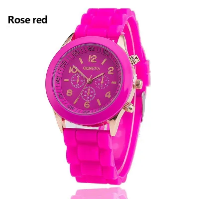 Simple Solid Silicone Band Leisure Watch Plastic Alloy Case 35mm