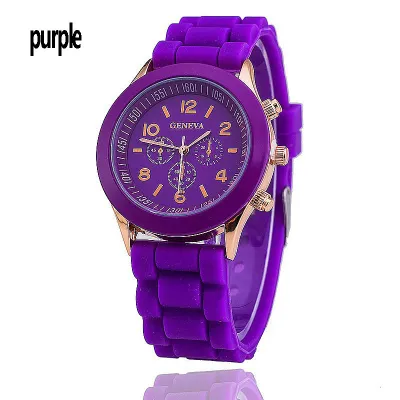 Simple Solid Silicone Band Leisure Watch Plastic Alloy Case 35mm