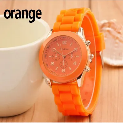 Simple Solid Silicone Band Leisure Watch Plastic Alloy Case 35mm