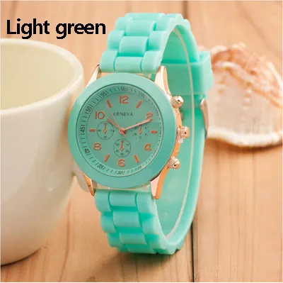 Simple Solid Silicone Band Leisure Watch Plastic Alloy Case 35mm