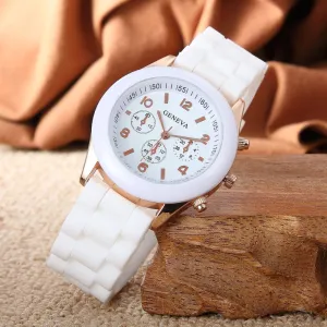 Simple Solid Silicone Band Leisure Watch Plastic Alloy Case 35mm