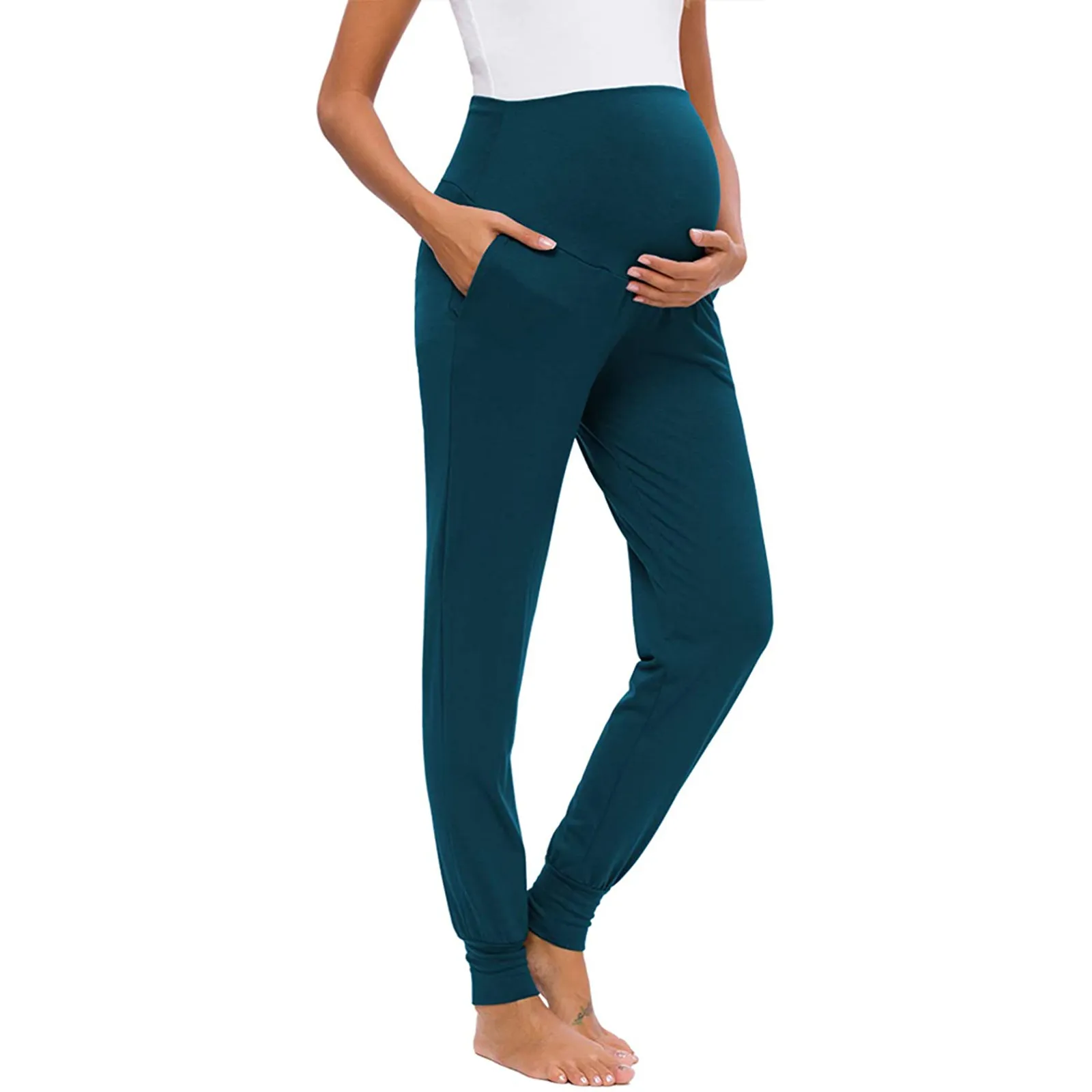 Women Maternity Basic Yoga Solid Color Sweatpants