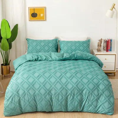 Fashion Nordic Solid Color Geometry Rhombus Pattern Home Textile Three Pieces Bedding Set