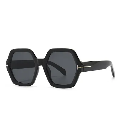 Unisex Retro Hexagon Shaped Frame Resin Lens Sunglasses