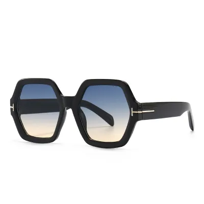 Unisex Retro Hexagon Shaped Frame Resin Lens Sunglasses