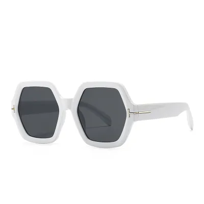 Unisex Retro Hexagon Shaped Frame Resin Lens Sunglasses