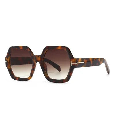 Unisex Retro Hexagon Shaped Frame Resin Lens Sunglasses